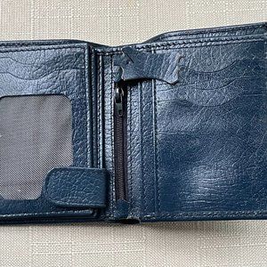 Navy Blue Wallet Bifold Purse Handmade Bifold Genuine Leather Wallet Money Fold